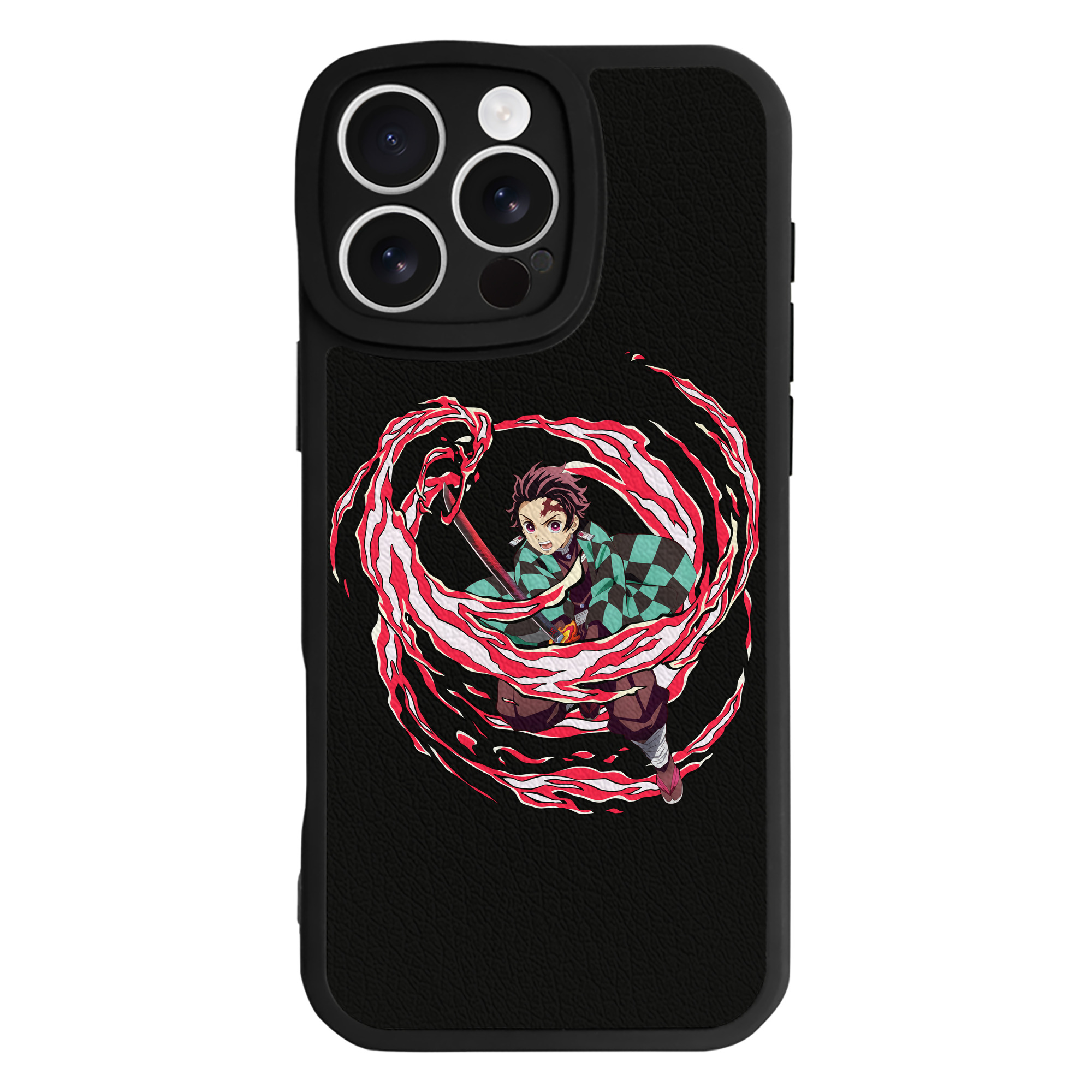 （画像用） 鬼滅の刃 竈門 炭治郎／かまど たんじろう Kamado Tanjirou 【iPhone 16シリーズ対応】シリコンスマホケース（レザー調） 材質：シリコン